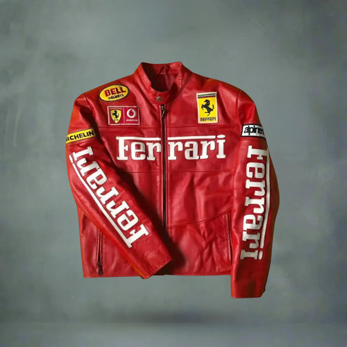 Red Ferrari Racing Leather Jacket – F1 Style