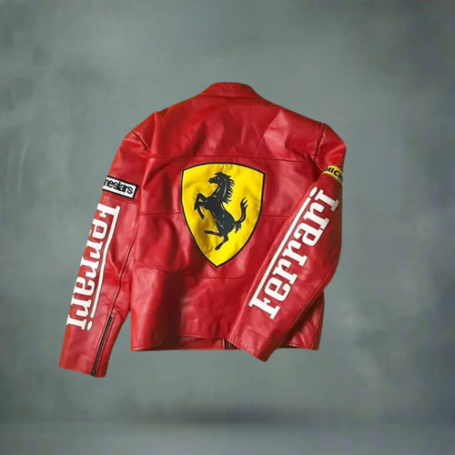 Red Ferrari Racing Leather Jacket – F1 Style