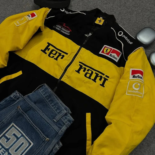 Yellow Ferrari Racing Jacket – F1 Style