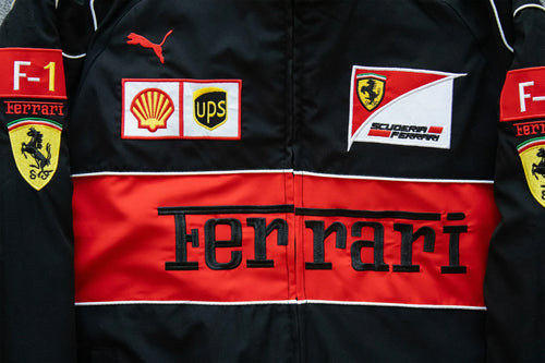Black Ferrari Racing Jacket – F1 Style